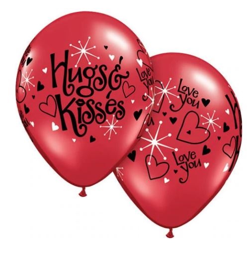 Hugs & Kisses Love Helium Latex Balloon